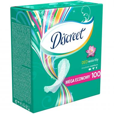 DISCREET Женские гигиенические прокладки на каждый день Deo Water Lily Multiform 100шт ПрепакКороб
