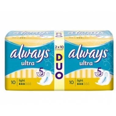 ALWAYS Ultra Женские гигиенические прокладки ароматизированные Light Duo 20шт