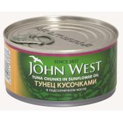 Тунец JOHN WEST кусочками в подсолн.масле 185 г